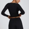 Mini gonna-pantaloncino A-line Solene in modal nero Mini gonna-pantaloncino A-line Solene in modal nero