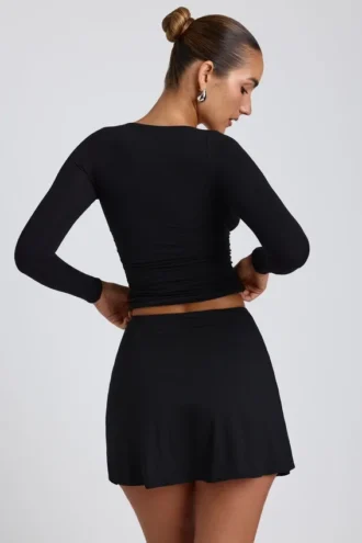 Mini gonna-pantaloncino A-line Solene in modal nero