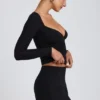 Mini gonna-pantaloncino A-line Solene in modal nero Mini gonna-pantaloncino A-line Solene in modal nero