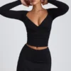 Mini gonna-pantaloncino A-line Solene in modal nero Mini gonna-pantaloncino A-line Solene in modal nero
