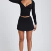 Mini gonna-pantaloncino A-line Solene in modal nero Mini gonna-pantaloncino A-line Solene in modal nero