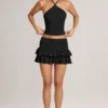 Mini gonna-pantaloncino con volant in modal Azaria, nero Mini gonna-pantaloncino con volant in modal Azaria, nero