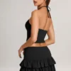 Mini gonna-pantaloncino con volant in modal Azaria, nero Mini gonna-pantaloncino con volant in modal Azaria, nero