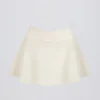 Mini gonna-pantaloncino incrociata in jersey spazzolato color avorio melange Mini gonna-pantaloncino incrociata in jersey spazzolato color avorio melange