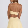 Mini gonna-pantaloncino incrociata in jersey spazzolato melange limone Mini gonna-pantaloncino incrociata in jersey spazzolato melange limone