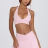 Mini gonna-pantaloncino incrociata in jersey spazzolato rosa pallido melange Mini gonna-pantaloncino incrociata in jersey spazzolato rosa pallido melange