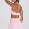 Mini gonna-pantaloncino incrociata in jersey spazzolato rosa pallido melange Mini gonna-pantaloncino incrociata in jersey spazzolato rosa pallido melange