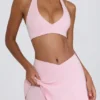 Mini gonna-pantaloncino incrociata in jersey spazzolato rosa pallido melange Mini gonna-pantaloncino incrociata in jersey spazzolato rosa pallido melange