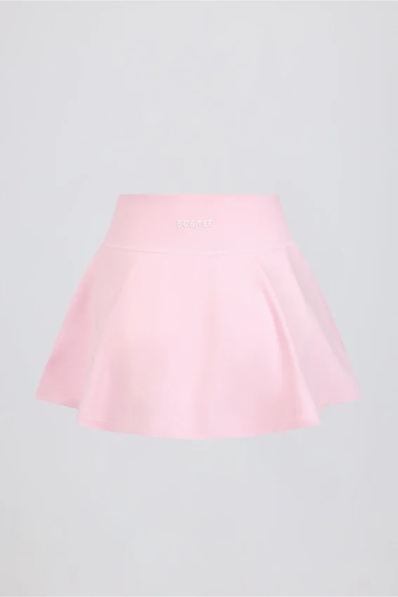 Mini gonna-pantaloncino incrociata in jersey spazzolato rosa pallido melange Mini gonna-pantaloncino incrociata in jersey spazzolato rosa pallido melange