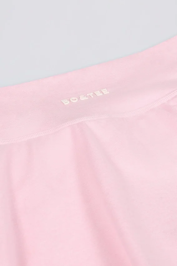 Mini gonna-pantaloncino incrociata in jersey spazzolato rosa pallido melange Mini gonna-pantaloncino incrociata in jersey spazzolato rosa pallido melange