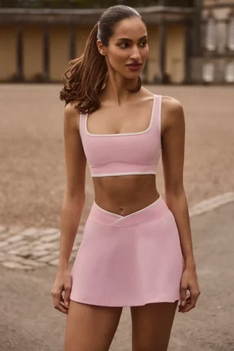 Mini gonna-pantaloncino incrociata Soft Active in rosa cipria