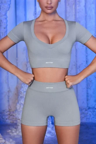 Mini shorts a costine in grigio