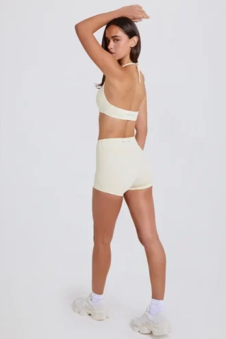 Mini shorts a vita alta color crema