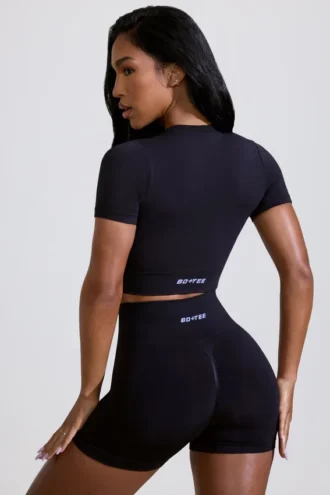 Mini shorts a vita alta Define Luxe in nero