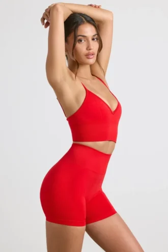 Mini shorts a vita alta Define Luxe in rosso