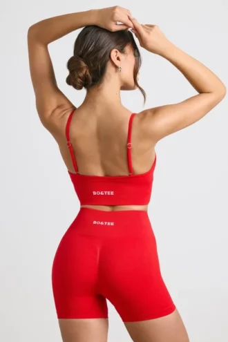 Mini shorts a vita alta Define Luxe in rosso