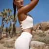 Mini shorts a vita alta FlexiRib in avorio Mini shorts a vita alta FlexiRib in avorio