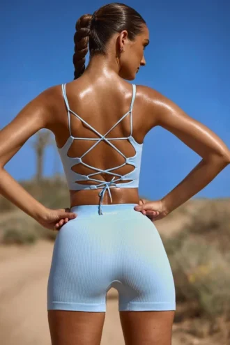 Mini shorts a vita alta FlexiRib in blu