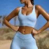 Mini shorts a vita alta FlexiRib in blu Mini shorts a vita alta FlexiRib in blu