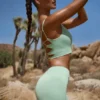 Mini shorts a vita alta FlexiRib in verde Mini shorts a vita alta FlexiRib in verde