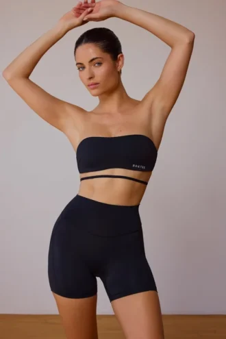Mini shorts a vita alta in nero