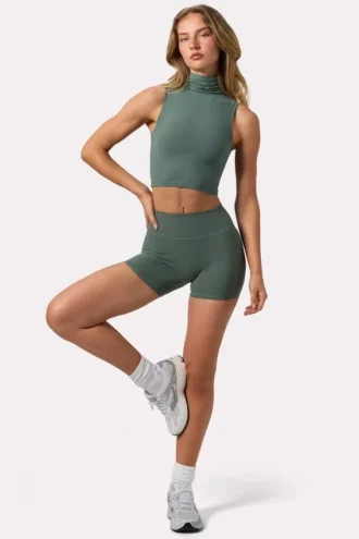 Mini shorts a vita alta Soft Active in kaki