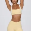 Mini shorts arricciati in melange limone Mini shorts arricciati in melange limone