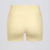 Mini shorts arricciati in melange limone Mini shorts arricciati in melange limone