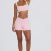 Mini shorts arricciati in melange rosa pallido Mini shorts arricciati in melange rosa pallido