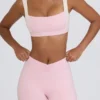 Mini shorts arricciati in melange rosa pallido Mini shorts arricciati in melange rosa pallido