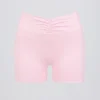 Mini shorts arricciati in melange rosa pallido Mini shorts arricciati in melange rosa pallido