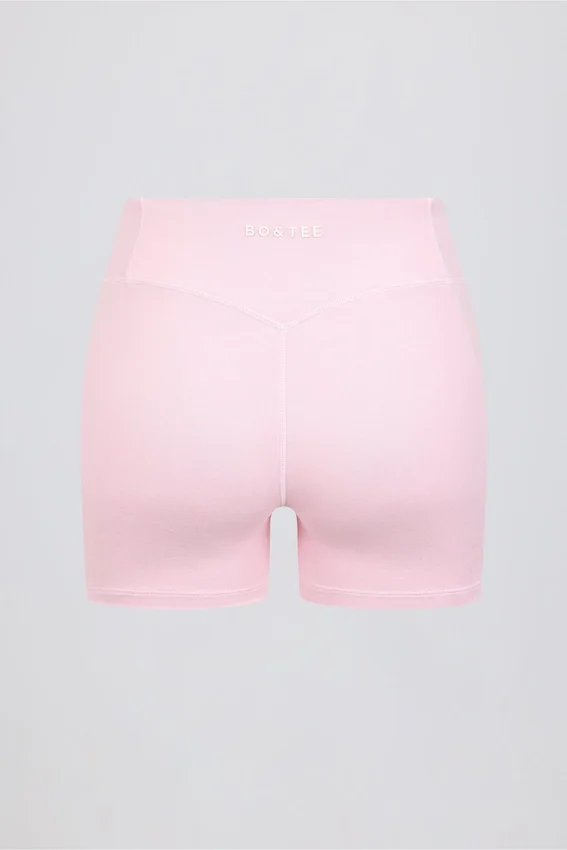 Mini shorts arricciati in melange rosa pallido Mini shorts arricciati in melange rosa pallido