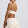 Mini shorts con ruches in avorio melange Mini shorts con ruches in avorio melange