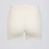 Mini shorts con ruches in avorio melange Mini shorts con ruches in avorio melange