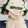 Mini shorts elasticizzati in morbido jersey di cotone, color marmo Mini shorts elasticizzati in morbido jersey di cotone, color marmo