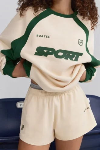 Mini shorts elasticizzati in morbido jersey di cotone, color marmo