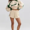 Mini shorts elasticizzati in morbido jersey di cotone, color marmo Mini shorts elasticizzati in morbido jersey di cotone, color marmo