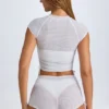 Mini shorts trasparenti con arricciature Rocas in bianco