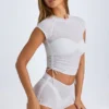 Mini shorts trasparenti con arricciature Rocas in bianco