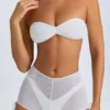 Mini shorts trasparenti con arricciature Rocas in bianco