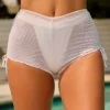 Mini shorts trasparenti con arricciature Rocas in bianco