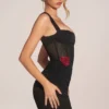 Miniabito con gonna drappeggiata e corsetto Miller in nero Miniabito con gonna drappeggiata e corsetto Miller in nero