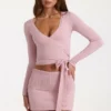 Minigonna in morbida maglia color cipria