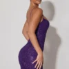 Mischa Vestito corto con scollo a cuore decorato in viola Mischa Vestito corto con scollo a cuore decorato in viola