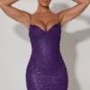 Mischa Vestito corto con scollo a cuore decorato in viola Mischa Vestito corto con scollo a cuore decorato in viola