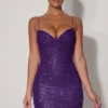 Mischa Vestito corto con scollo a cuore decorato in viola Mischa Vestito corto con scollo a cuore decorato in viola