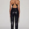 Nemyra Pantaloni a gamba dritta in ecopelle effetto coccodrillo, nero Nemyra Pantaloni a gamba dritta in ecopelle effetto coccodrillo, nero