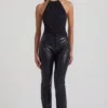 Nemyra Pantaloni a gamba dritta in ecopelle effetto coccodrillo, nero Nemyra Pantaloni a gamba dritta in ecopelle effetto coccodrillo, nero