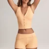 Nina Modal Foldover Mid-Rise Shorts in Peach Nina Modal Foldover Mid-Rise Shorts in Peach