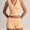 Nina Modal Foldover Mid-Rise Shorts in Peach Nina Modal Foldover Mid-Rise Shorts in Peach
